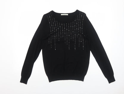 George Womens Black Round Neck Viscose Pullover Jumper Size 10