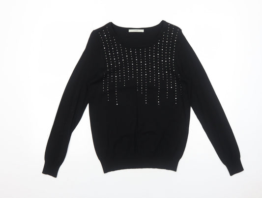 George Womens Black Round Neck Viscose Pullover Jumper Size 10