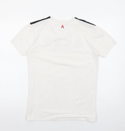 Ace Couture Mens White Cotton T-Shirt Size XS Round Neck