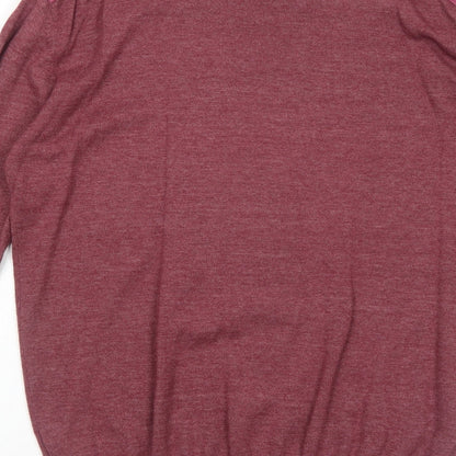 Crosshatch Mens Red Round Neck Cotton Pullover Jumper Size M Long Sleeve