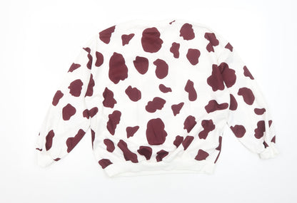 SheIn Girls White Animal Print Polyester Pullover Sweatshirt Size 11-12 Years Pullover - Cow Print
