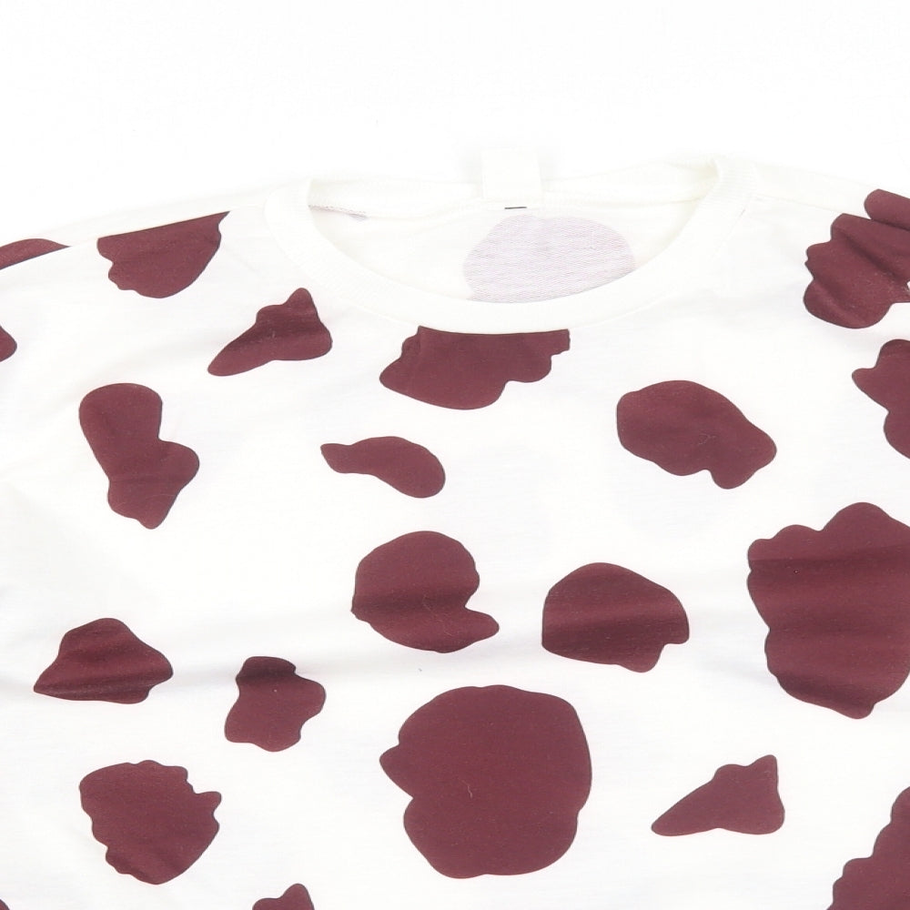 SheIn Girls White Animal Print Polyester Pullover Sweatshirt Size 11-12 Years Pullover - Cow Print