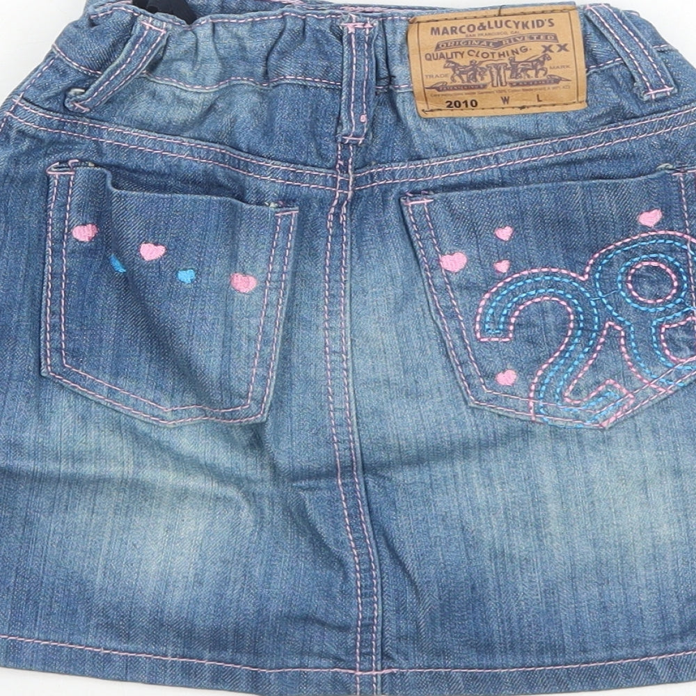 Marco&Lucy Girls Blue Cotton A-Line Skirt Size 9 Years Regular Zip