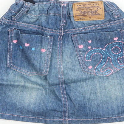 Marco&Lucy Girls Blue Cotton A-Line Skirt Size 9 Years Regular Zip