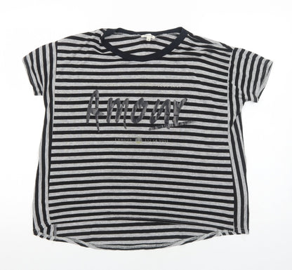 Womens UK Size 10 River Island Grey Basic T-Shirt