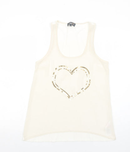 Womens UK Size M Apricot Ivory Basic Tank