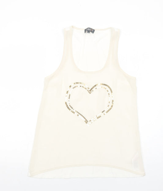 Womens UK Size M Apricot Ivory Basic Tank