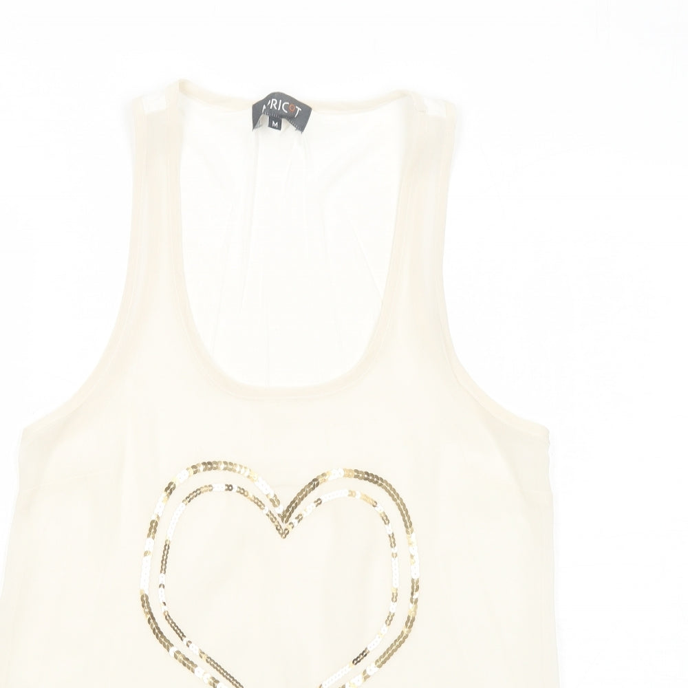 Womens UK Size M Apricot Ivory Basic Tank
