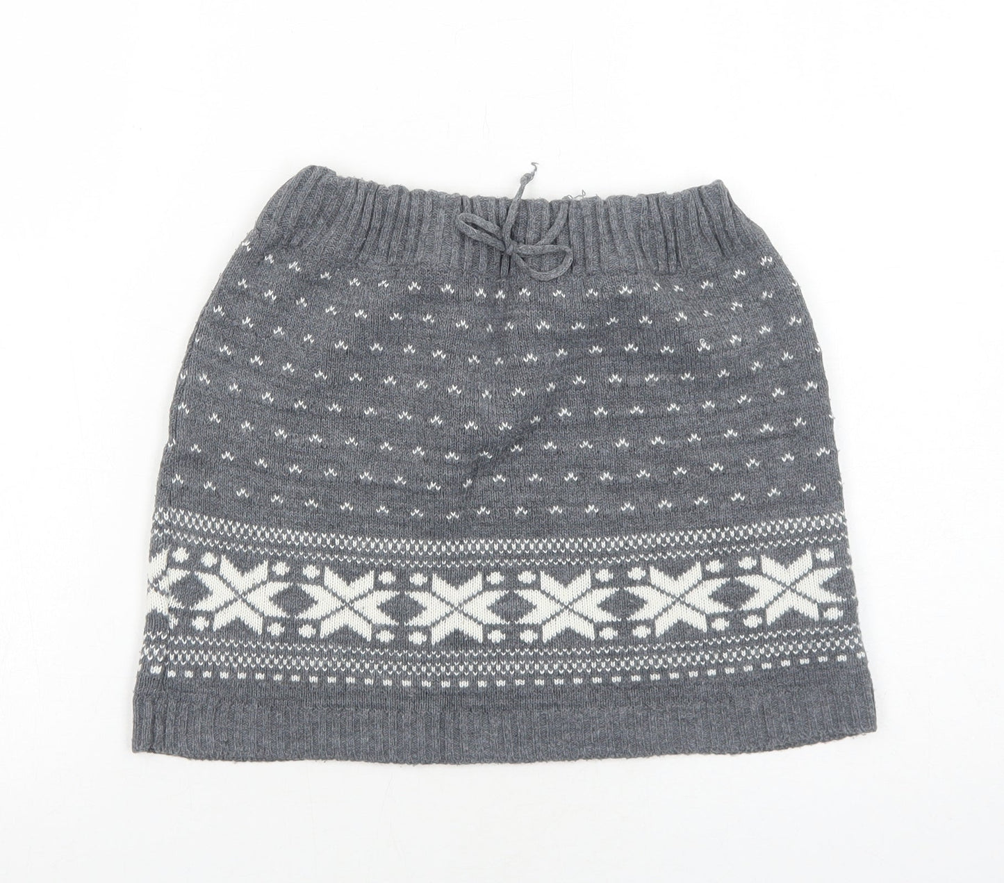 New Look Womens Grey Geometric Acrylic Mini Skirt Size XS Drawstring