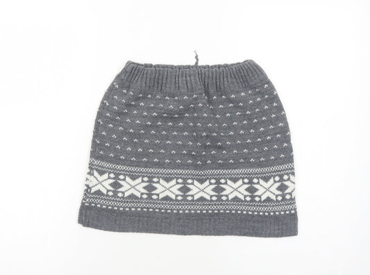 New Look Womens Grey Geometric Acrylic Mini Skirt Size XS Drawstring