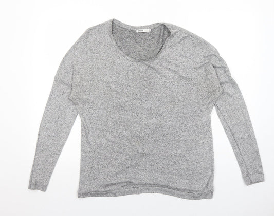 LEFTIES Womens Grey Scoop Neck Polyester Pullover Jumper Size M