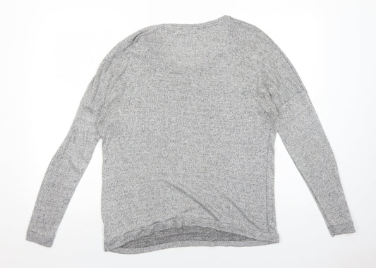 LEFTIES Womens Grey Scoop Neck Polyester Pullover Jumper Size M