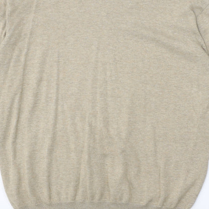 SandStone Mens Beige V-Neck Cotton Pullover Jumper Size M Long Sleeve