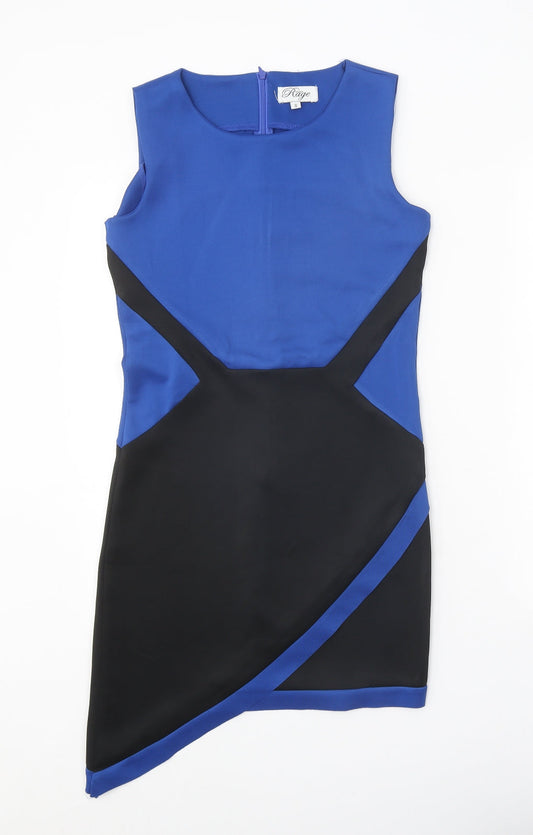 Rage Womens Blue Polyester Pencil Dress Size 8 Round Neck Zip
