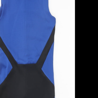 Rage Womens Blue Polyester Pencil Dress Size 8 Round Neck Zip