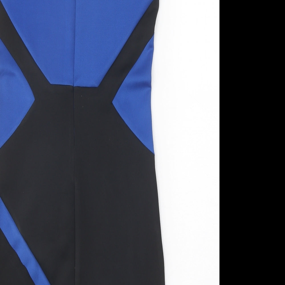 Rage Womens Blue Polyester Pencil Dress Size 8 Round Neck Zip