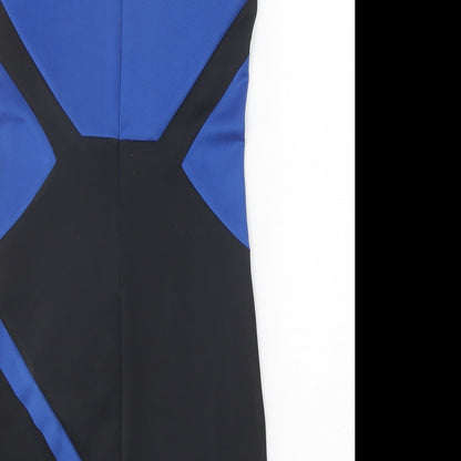 Rage Womens Blue Polyester Pencil Dress Size 8 Round Neck Zip