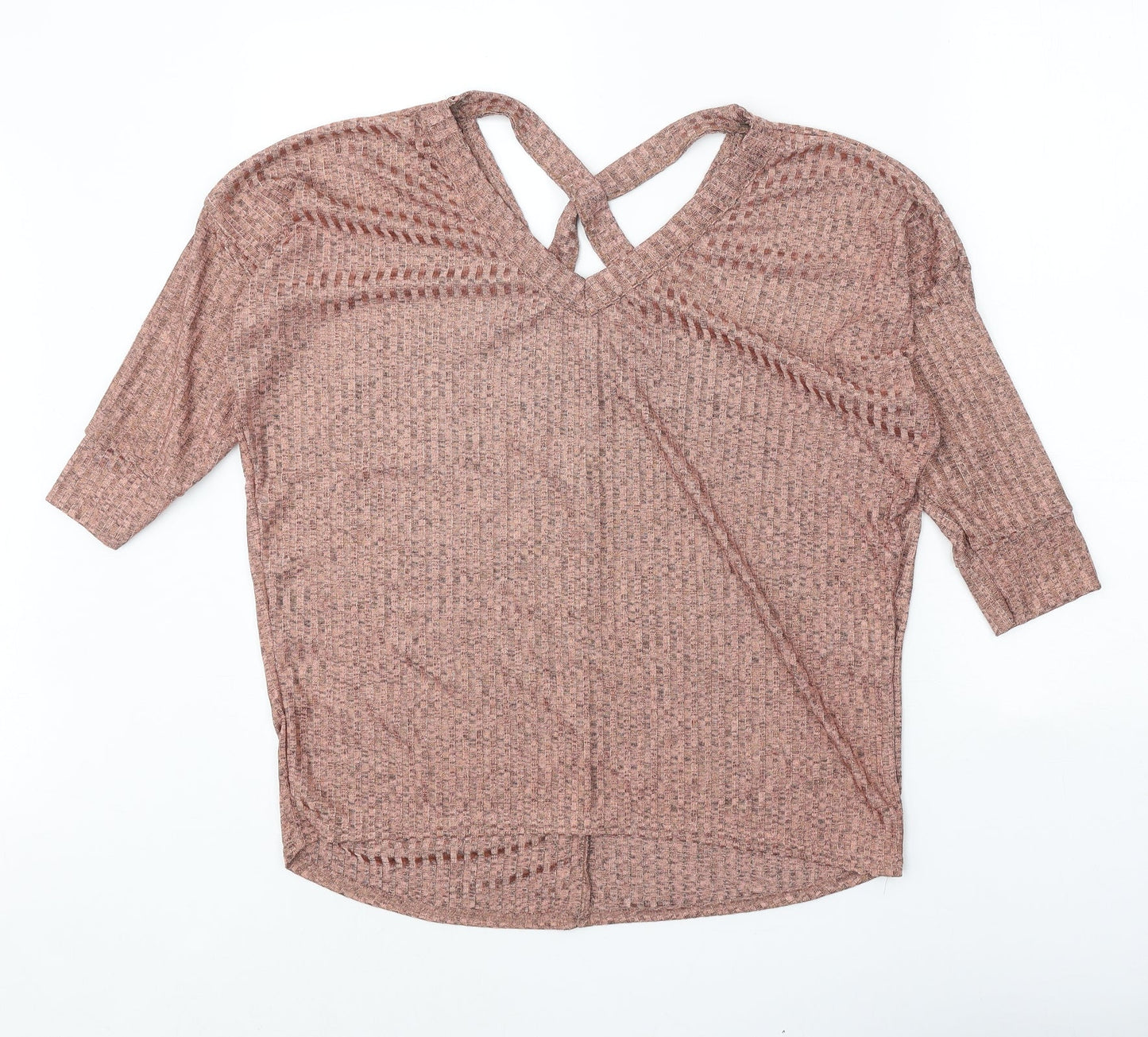 AYANAPA Womens Orange V-Neck Polyester Pullover Jumper Size 12