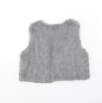 NEXT Girls Grey V-Neck Polyester Cardigan Jumper Size 4-5 Years Pullover