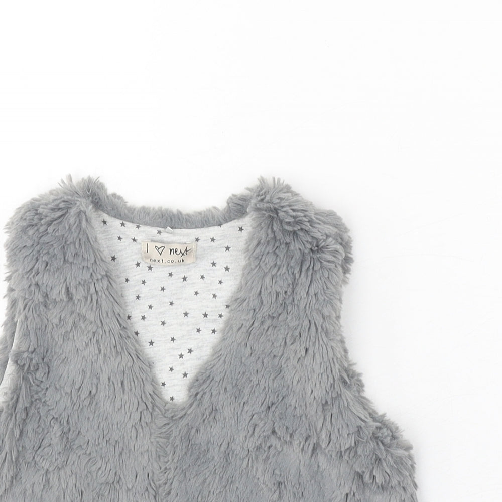 NEXT Girls Grey V-Neck Polyester Cardigan Jumper Size 4-5 Years Pullover