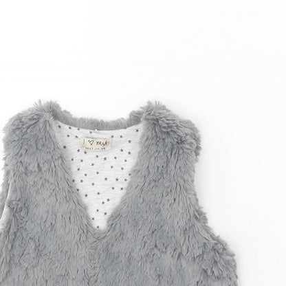 NEXT Girls Grey V-Neck Polyester Cardigan Jumper Size 4-5 Years Pullover