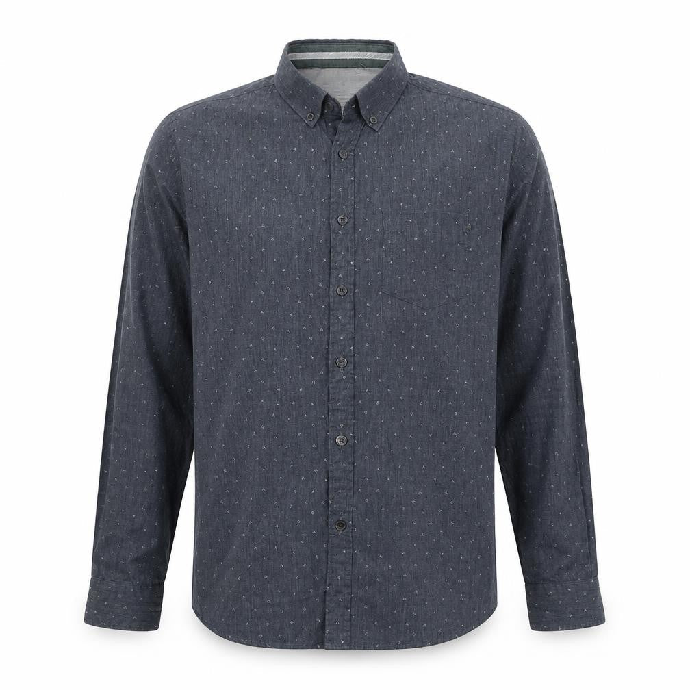 Mens UK Size L Steel & Jelly Grey  Button-Up Long Sleeve Casual Shirt