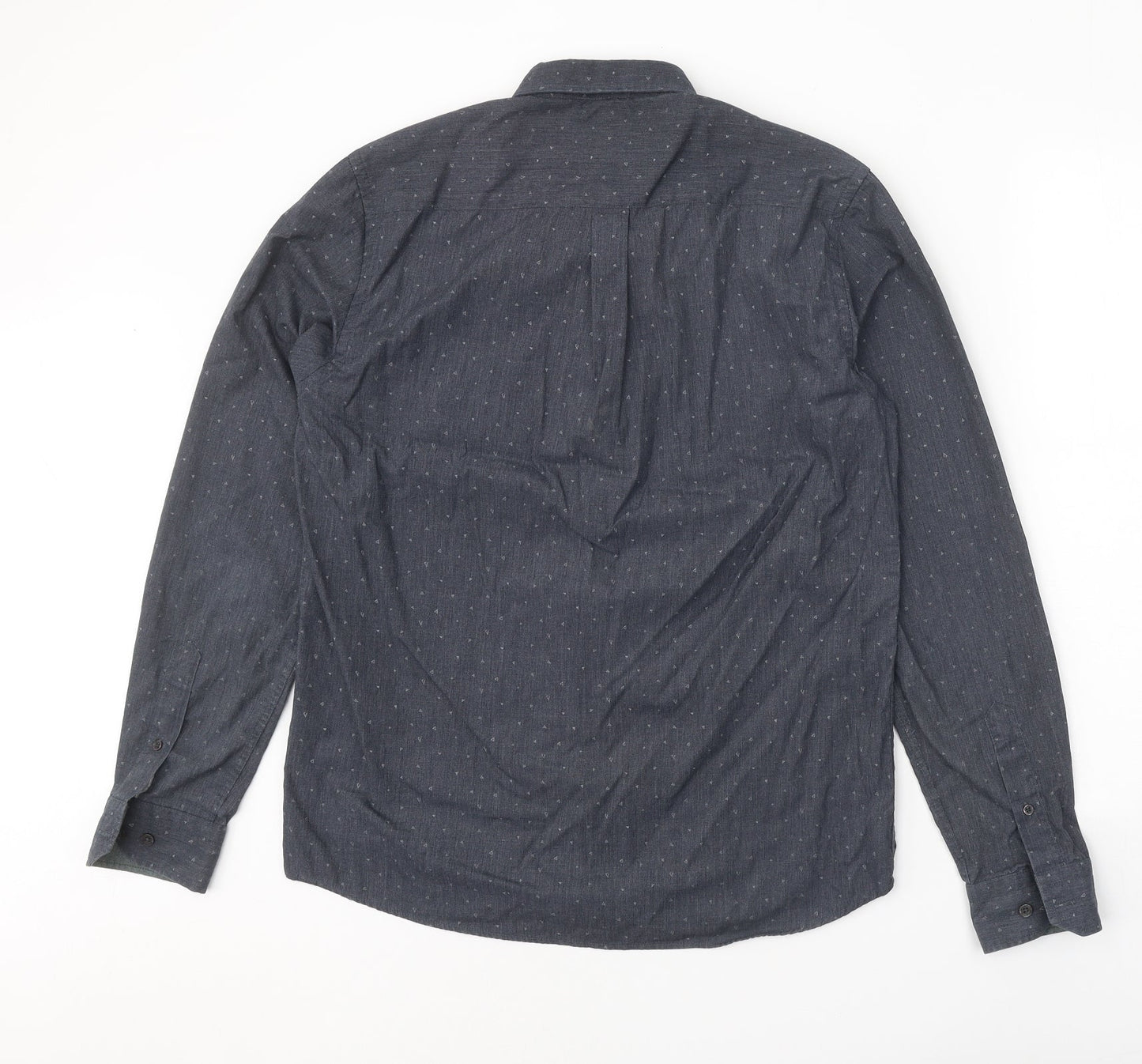 Steel & Jelly Mens Grey Geometric Cotton Button-Up Size L Collared Button