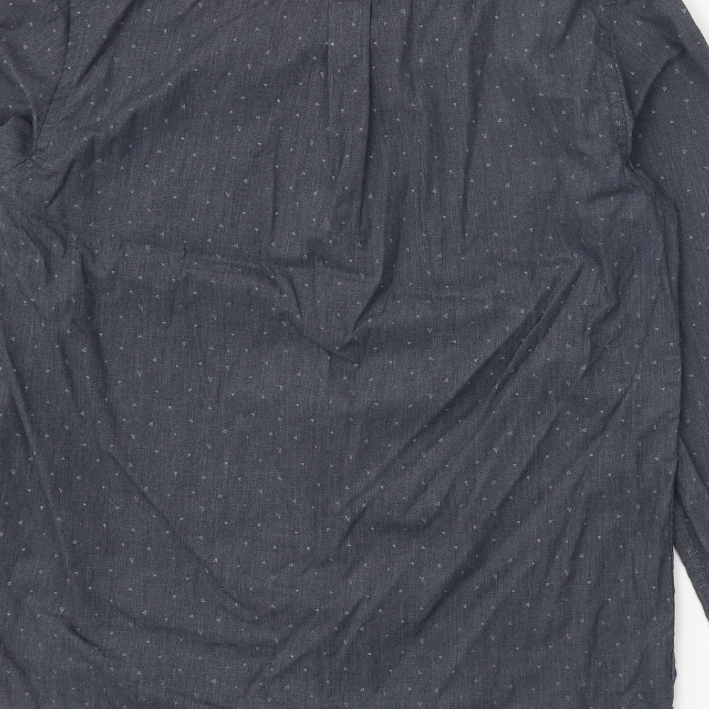 Steel & Jelly Mens Grey Geometric Cotton Button-Up Size L Collared Button