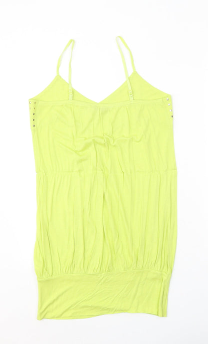 Select Womens Green Viscose Tank Dress Size 12 V-Neck Pullover