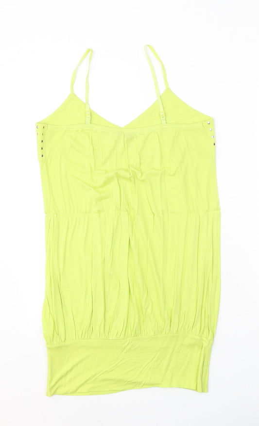 Select Womens Green Viscose Tank Dress Size 12 V-Neck Pullover