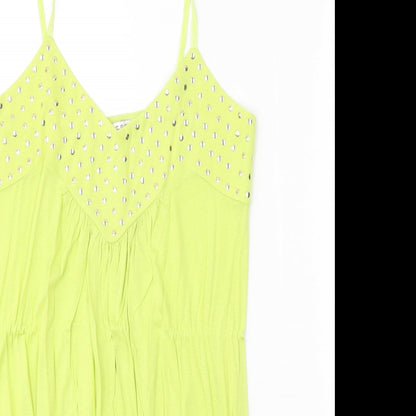 Select Womens Green Viscose Tank Dress Size 12 V-Neck Pullover