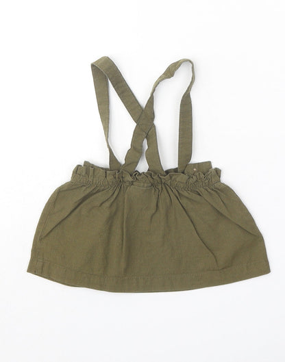 NEXT Girls Green 100% Cotton A-Line Skirt Size 3-6 Months Button