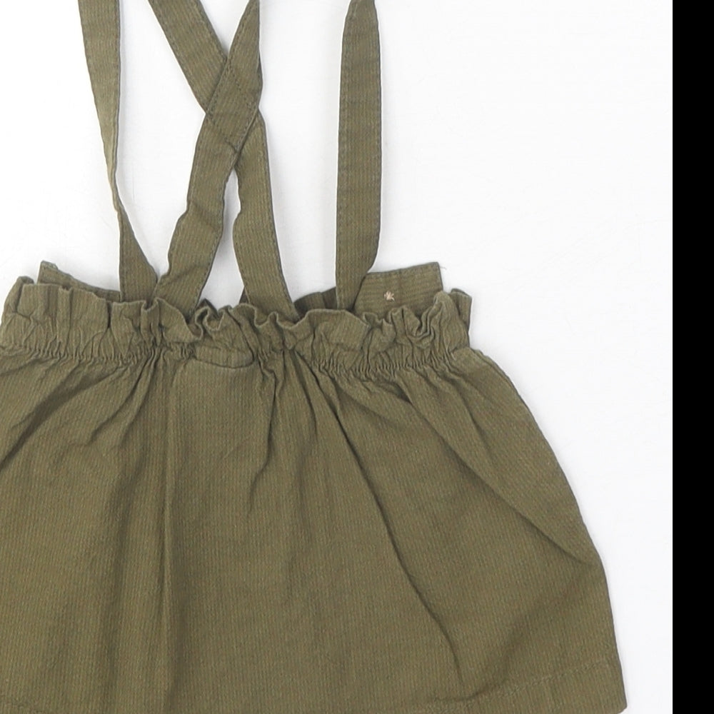 NEXT Girls Green 100% Cotton A-Line Skirt Size 3-6 Months Button