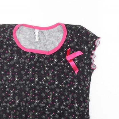 Nebula Womens Black Geometric Polyester Basic T-Shirt Size M Round Neck - Lettuce Hem