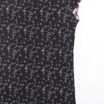 Nebula Womens Black Geometric Polyester Basic T-Shirt Size M Round Neck - Lettuce Hem