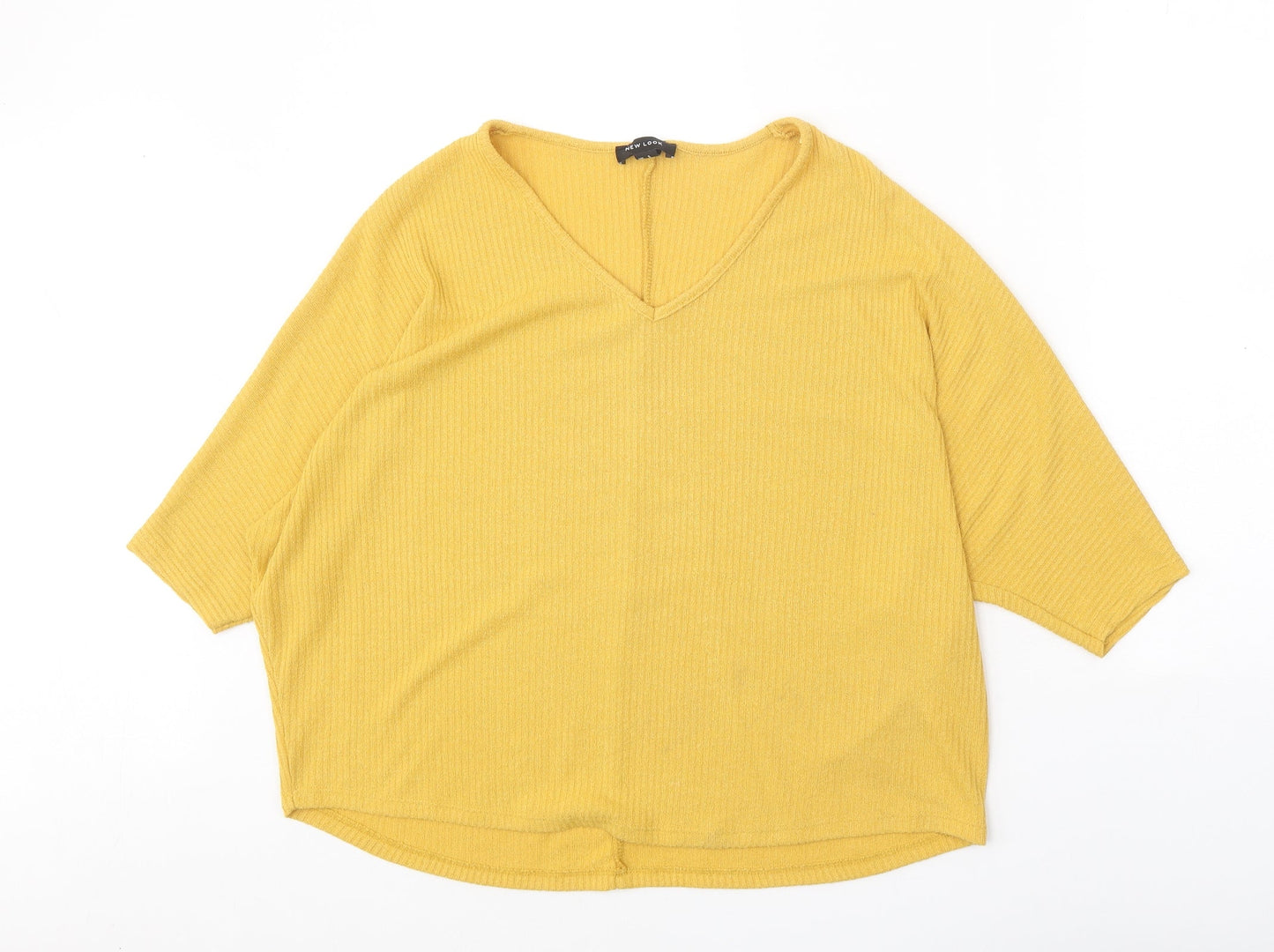 Womens UK Size S New Look Yellow Basic T-Shirt