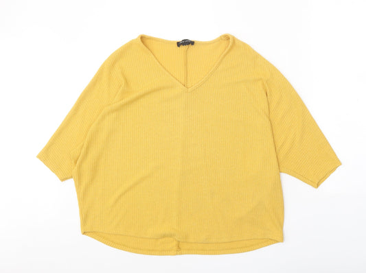 Womens UK Size S New Look Yellow Basic T-Shirt