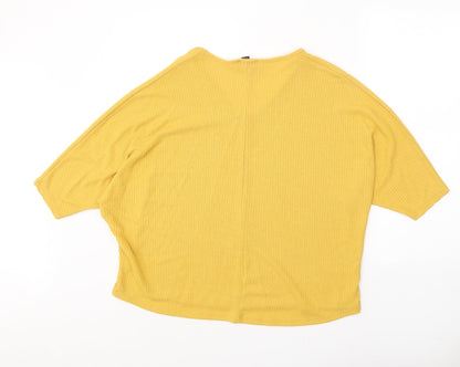 Womens UK Size S New Look Yellow Basic T-Shirt