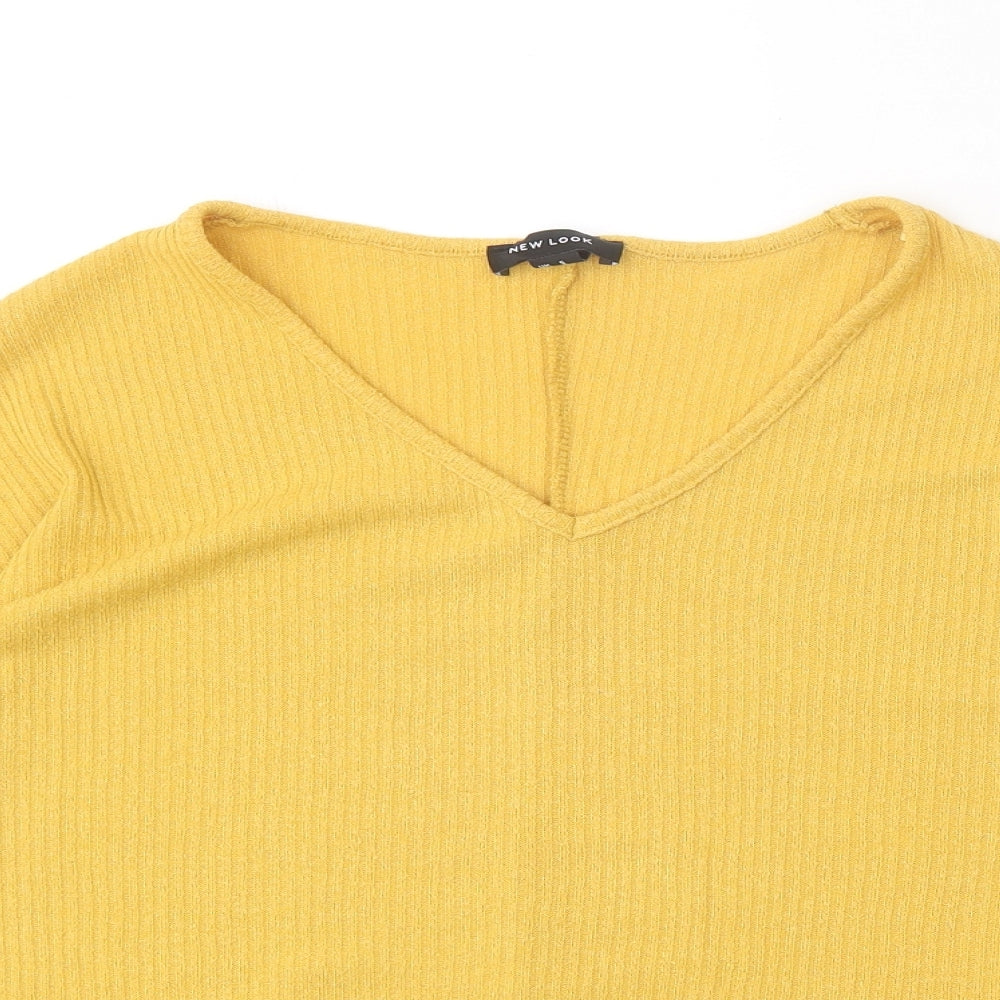 Womens UK Size S New Look Yellow Basic T-Shirt