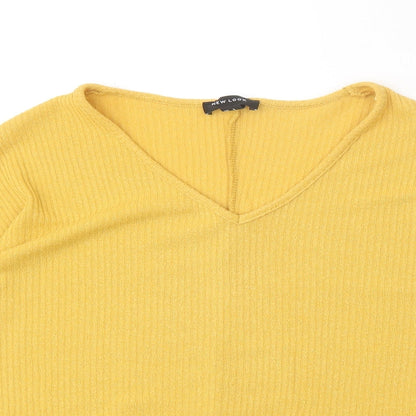 Womens UK Size S New Look Yellow Basic T-Shirt