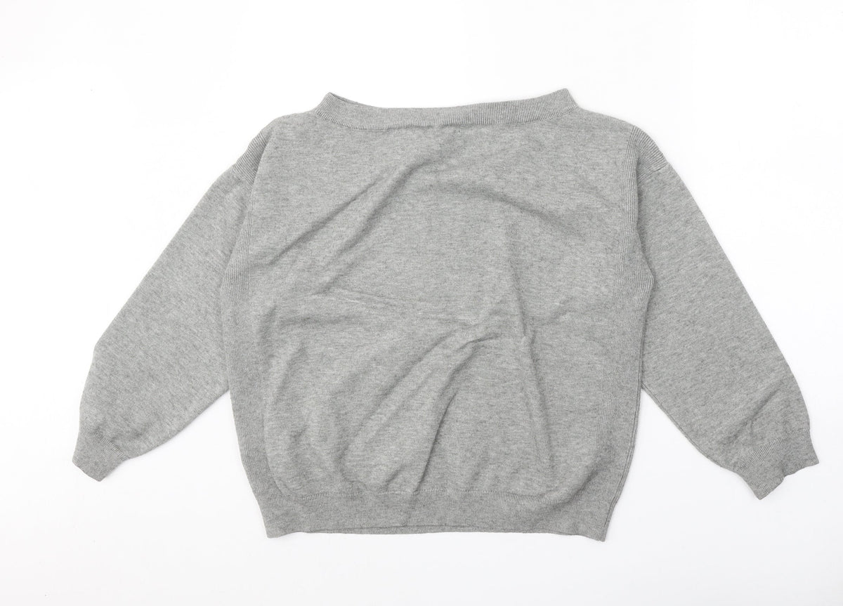 New Look Womens Grey Polyester Pullover Sweatshirt Size L Pullover