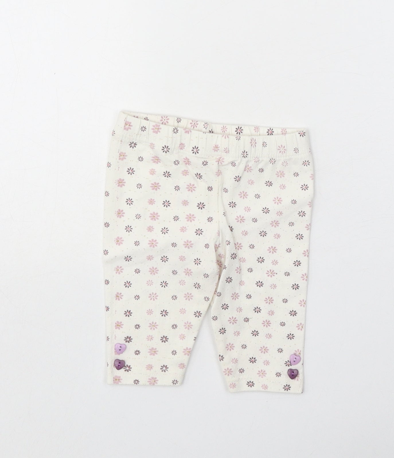 Minoti Girls White Geometric Cotton Capri Leggings Size 6-9 Months Pullover