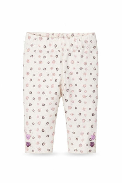 Minoti Girls White Geometric Cotton Capri Leggings Size 6-9 Months Pullover