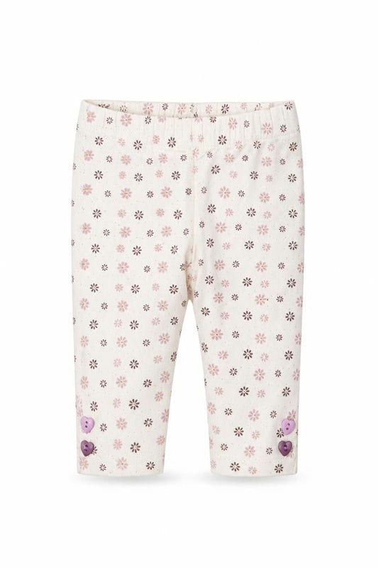 Minoti Girls White Geometric Cotton Capri Leggings Size 6-9 Months Pullover