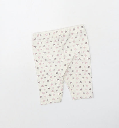 Minoti Girls White Geometric Cotton Capri Leggings Size 6-9 Months Pullover
