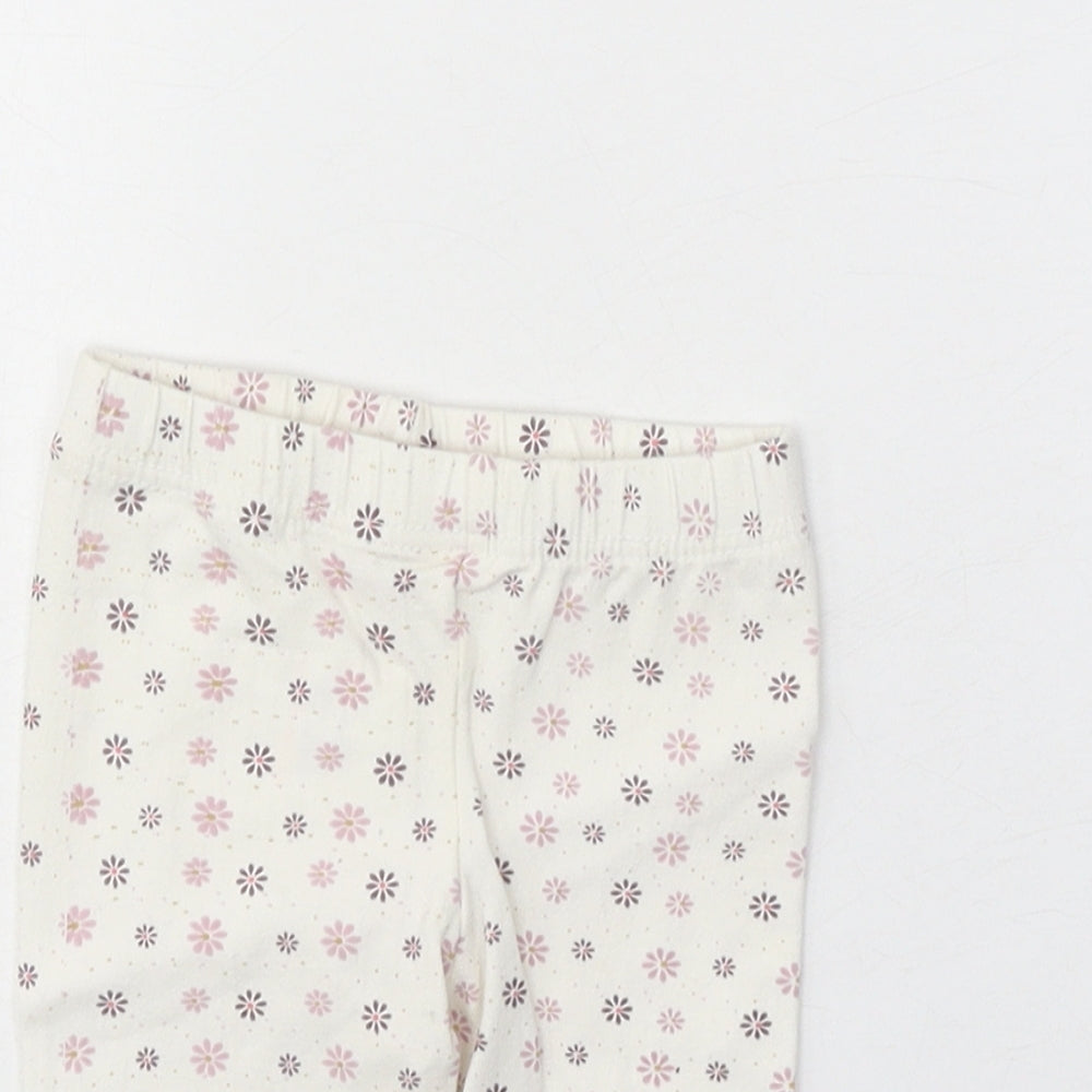 Minoti Girls White Geometric Cotton Capri Leggings Size 6-9 Months Pullover