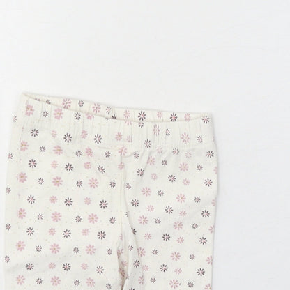 Minoti Girls White Geometric Cotton Capri Leggings Size 6-9 Months Pullover