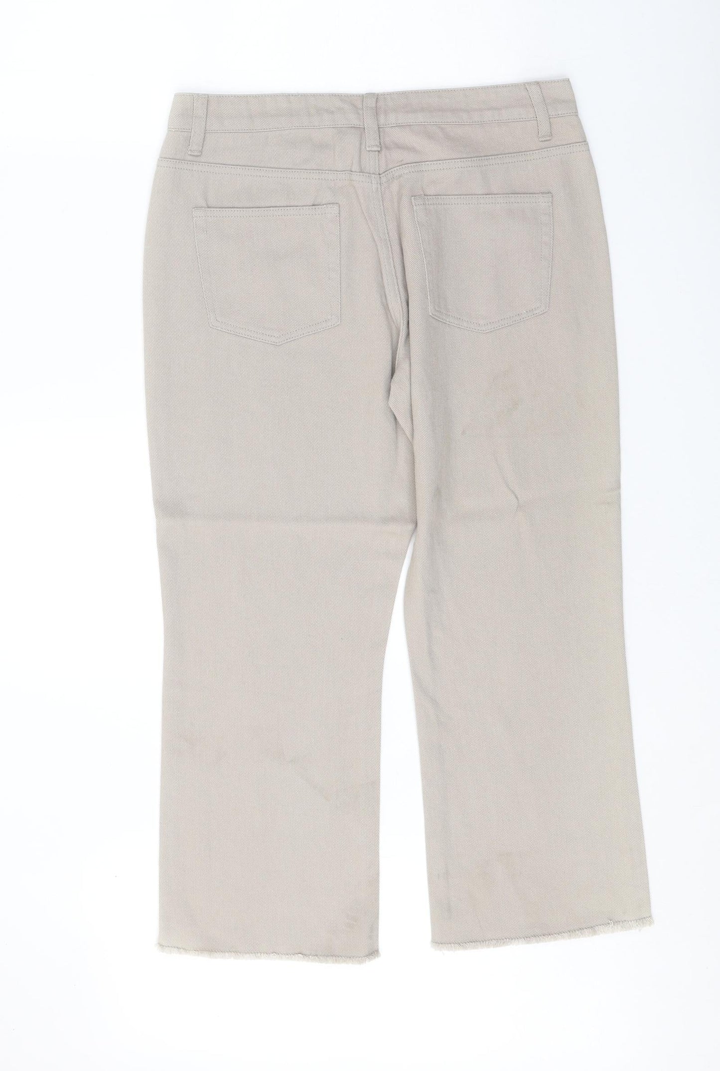 Preworn Womens Beige Cotton Wide-Leg Jeans Size 33 in Regular Zip