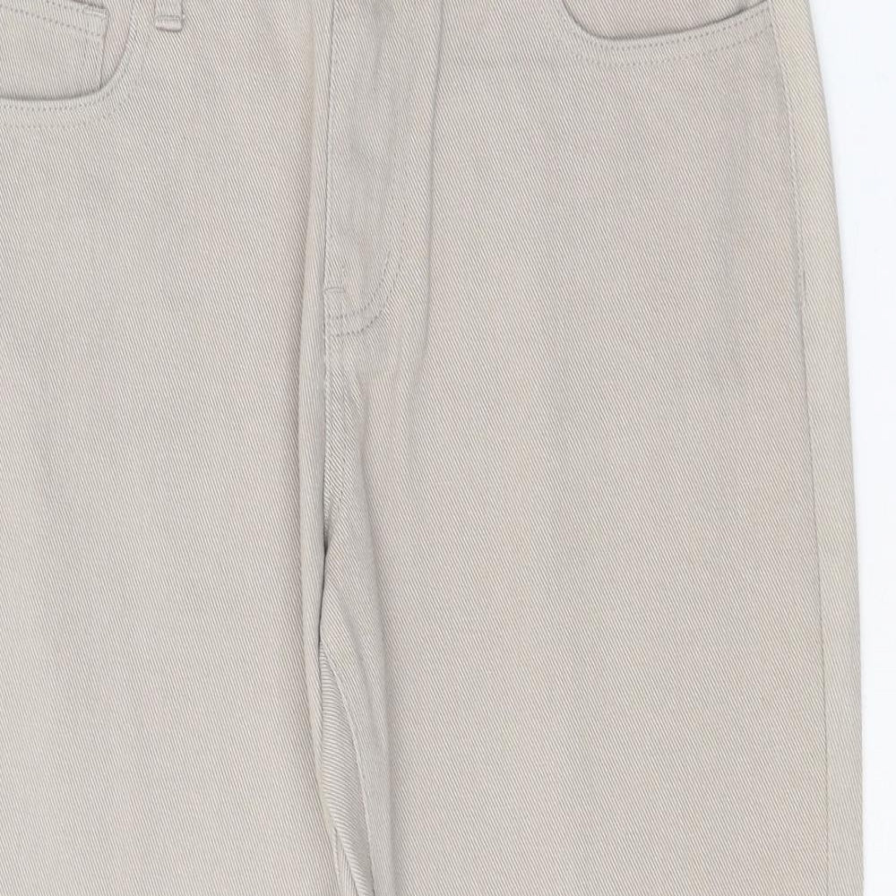 Preworn Womens Beige Cotton Wide-Leg Jeans Size 33 in Regular Zip