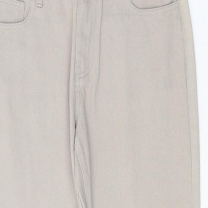 Preworn Womens Beige Cotton Wide-Leg Jeans Size 33 in Regular Zip